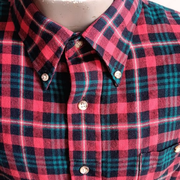 Vintage Mens Flannel Shirt XLT XL TALL 70's RED/GREEN ACRYLIC PLAID RELIC LOGGER - Picture 2 of 11